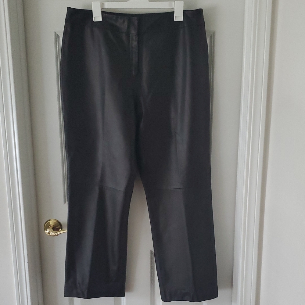Burns Black Leather Pants Size 16